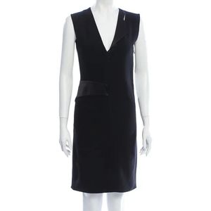 BOUCHRA JARRAR Silk Trim V-Neck Sleeveless Dress 42